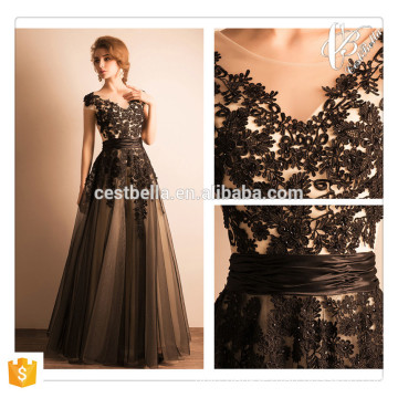 Elegant Sexy Black Lace Design Maxi Dress Preto Vestido de Noite Elegant Evening Dress